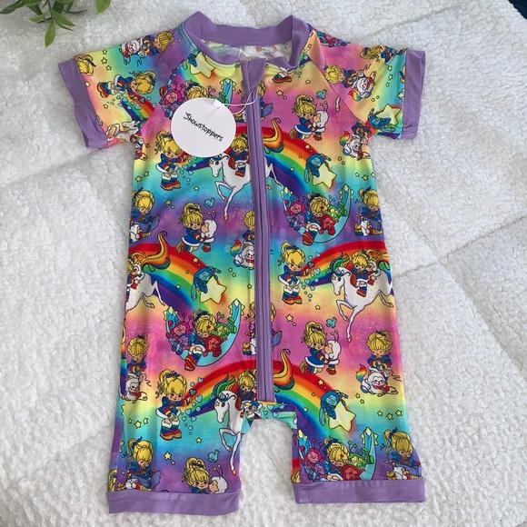 NWT Showstoppers Rainbow Brite Bamboo Shortie Romper 3T - Picture 1 of 10